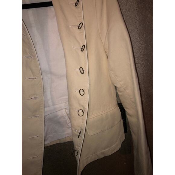 See by Chloe Cream Military Style Jacket Linen Cotton Blend Long Sleeve Jacket 8 - Picture 11 of 12